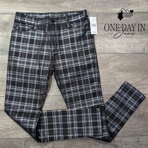 AG Adriano Goldschmied Farrah High Rise Skinny Jeans Black Plaid NWT Size 2 (26)